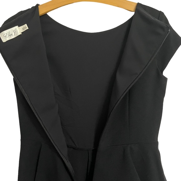 Eliza J Peplum Ruffle Wide Leg Jumpsuit Black One Piece Size 6 - Picture 10 of 12